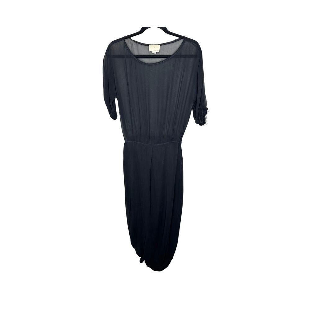 Girl Band of Outsiders 100% Silk Midi Dress Bubble Hem Black Size 2 Fits M LBD